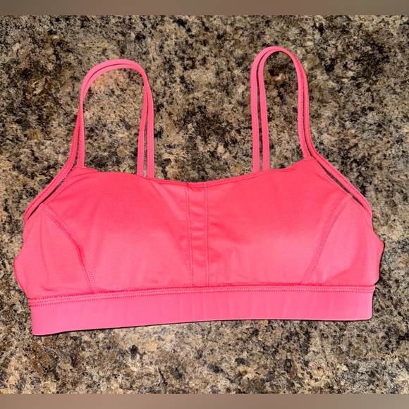 Lululemon Straight Up Bra in Pink Lemonade with Clear Sheer Straps - Size 6 - Picture 9 of 10
